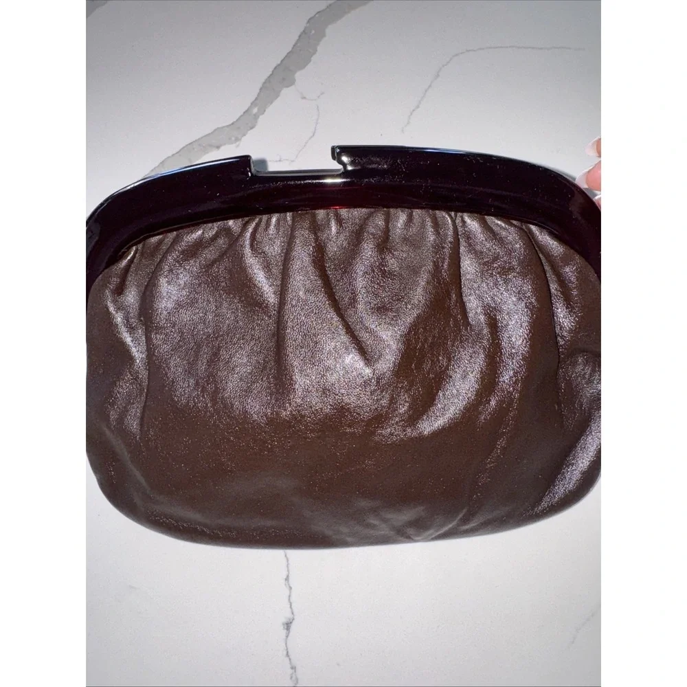 Vintage Unbranded, Italian leather clutch /chocolate Brown